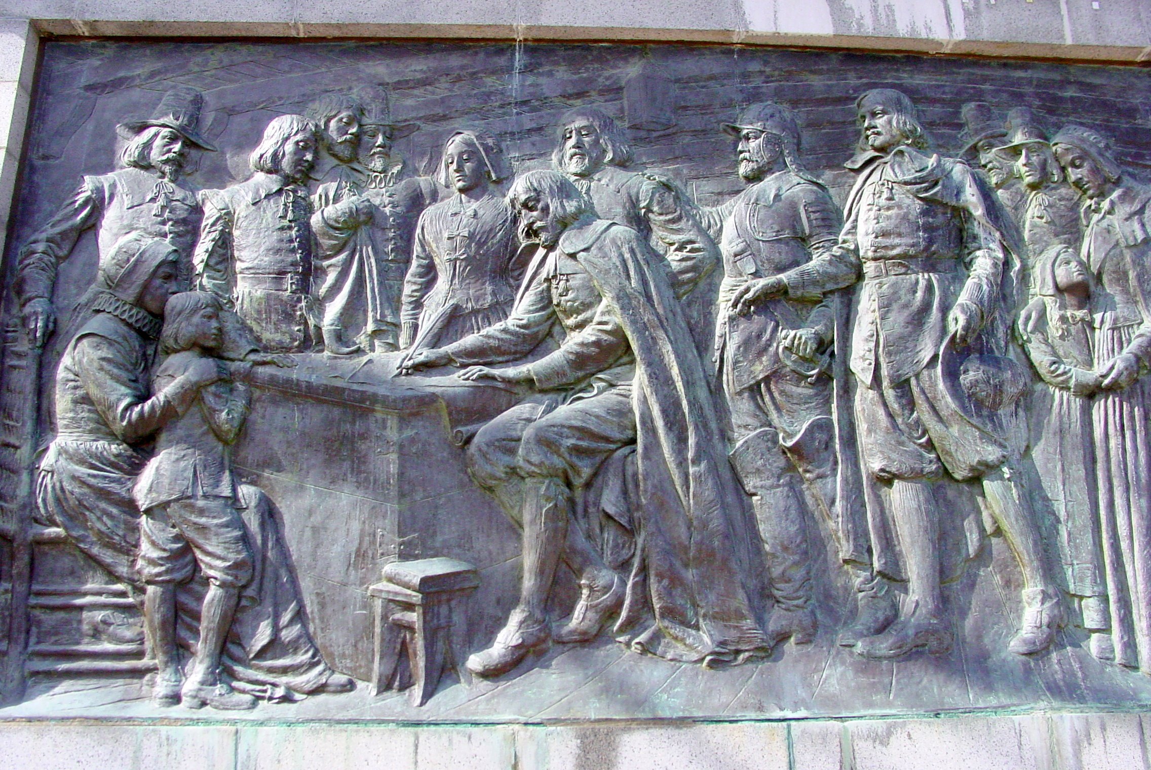 Bas-relief by Cyrus Dallin at the Pilgrim Monument Provincetown, Massachusetts